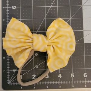 Yellow with white Fabric Handmade Nylon  Hairbow
